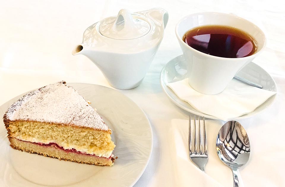 Afternoon tea in Madeira Victoria Sponge Cake at the Ritz